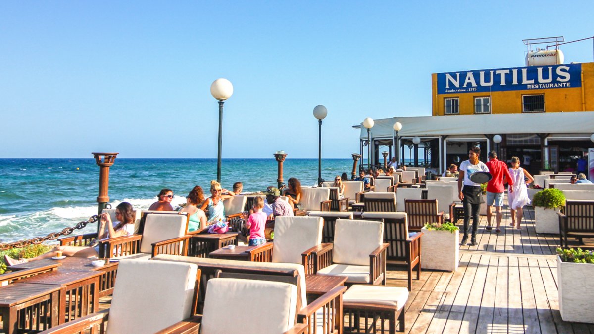 Seaside cafe dining in Torrevieja on a sunny day